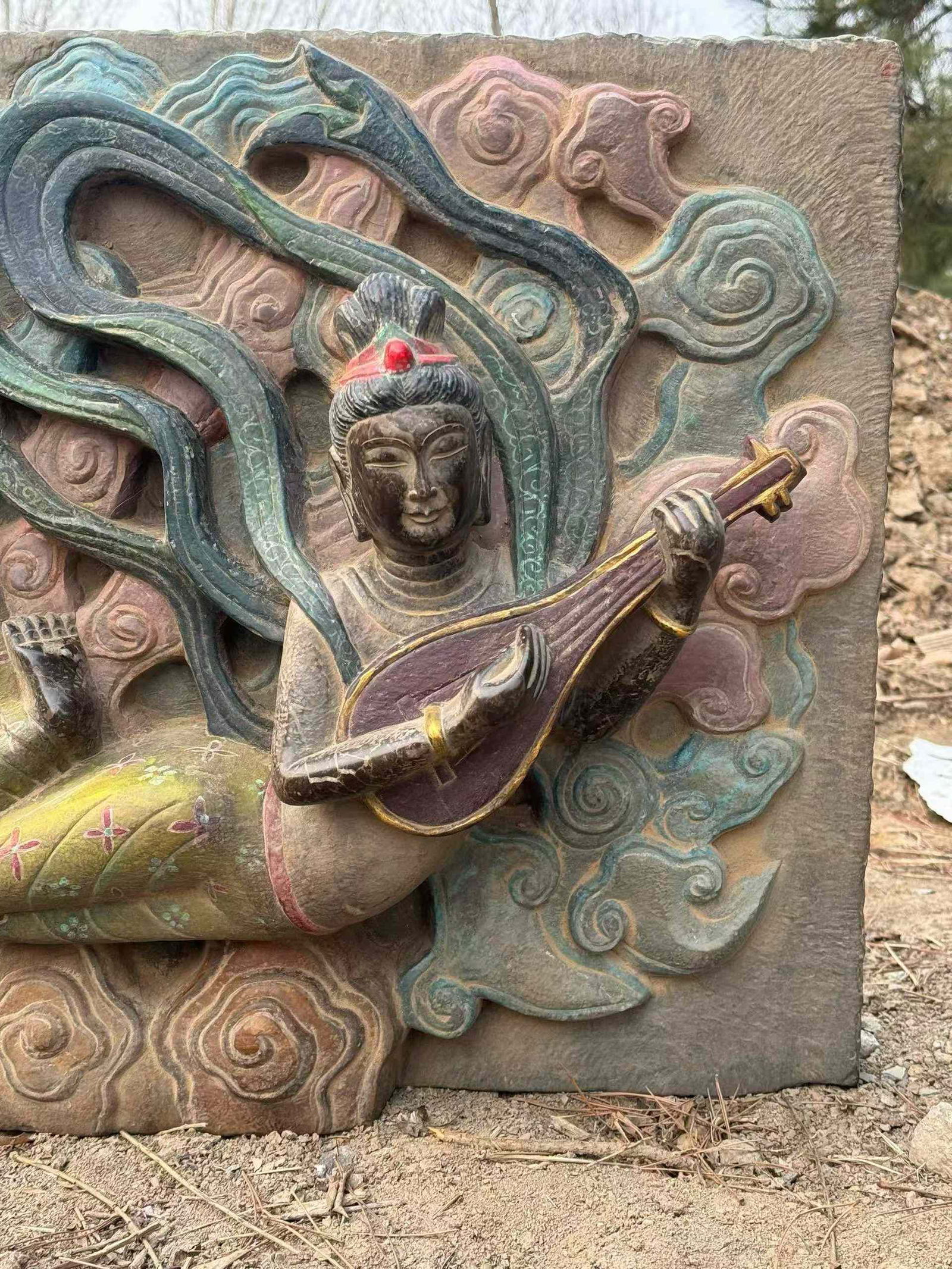 Bluestone Mural Flying Apsaras - 2