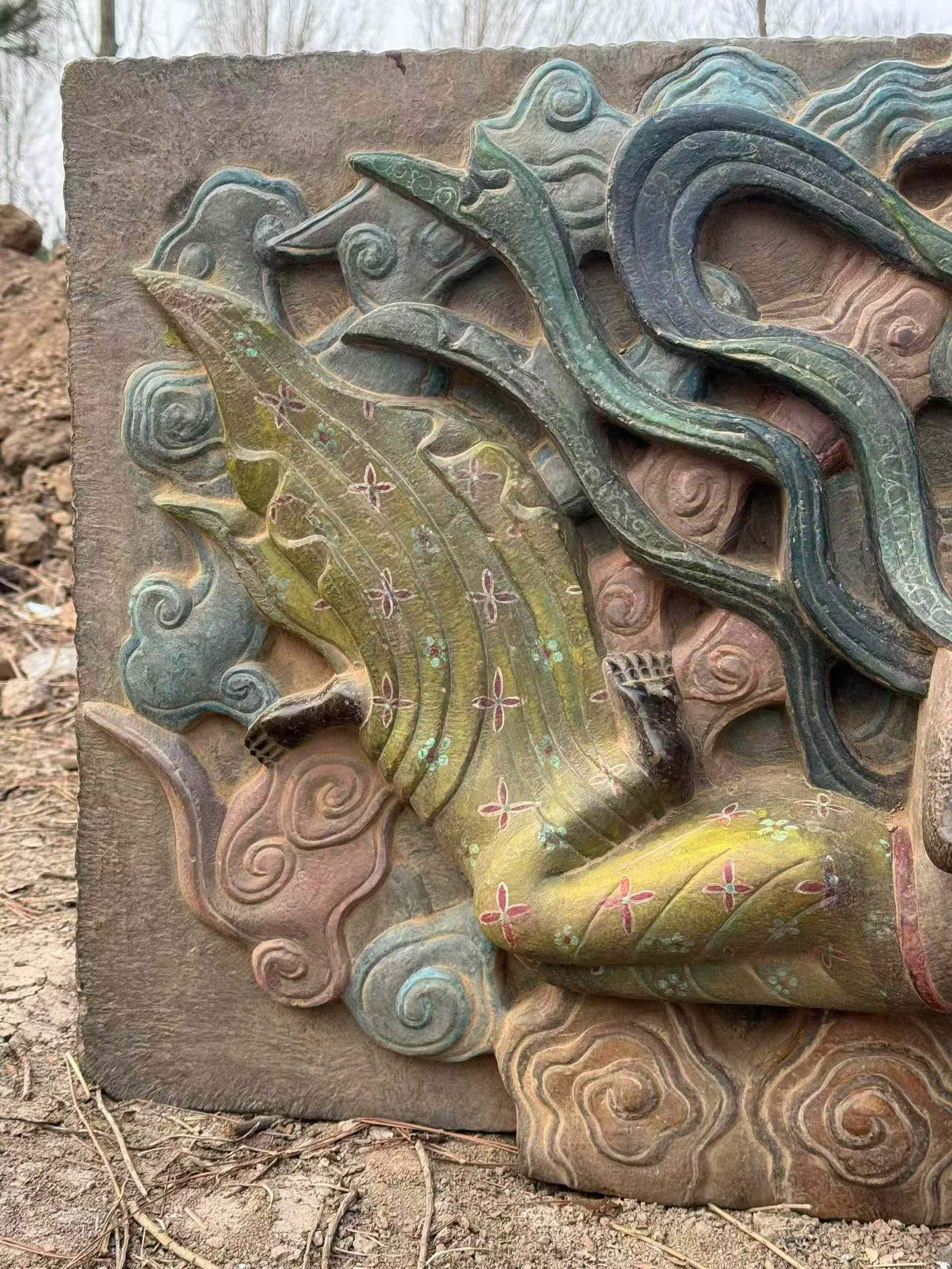 Bluestone Mural Flying Apsaras - 3