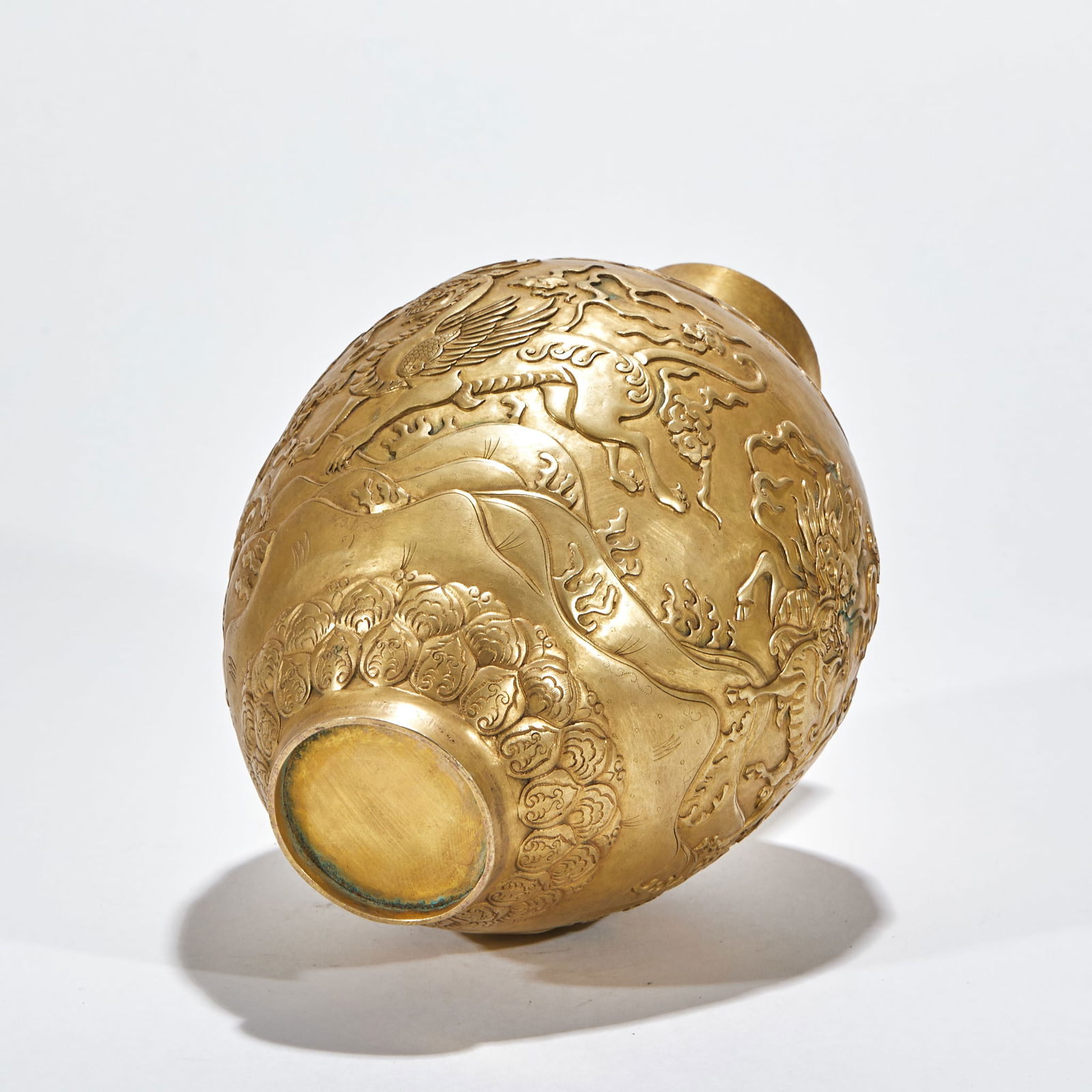 Copper Gilded Lidded Vase with Auspicious Beast Patterns - 8