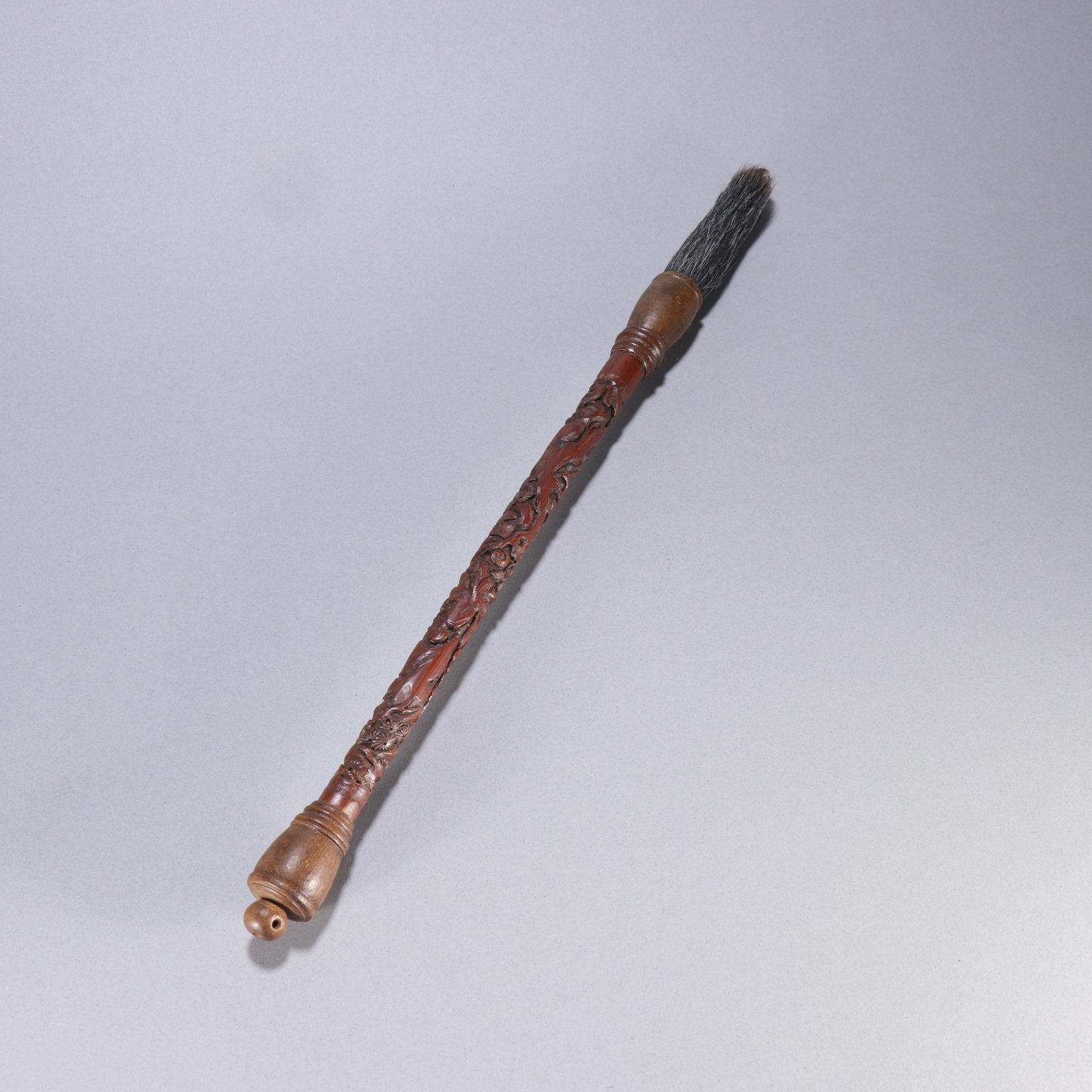 Qing Dynasty • Agarwood Carved Writing Brush with Figure Story Motif (1 of 9)