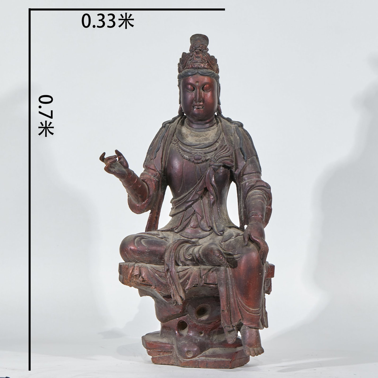 Bodiless Lacquer Free Guanyin, Pre-Ming Dynasty: Pre-Ming Dry-lacquer Free Guanyin Statue, Pre-Ming Period (Song-Yuan Dynasties), H.70cm L.33cm. Buddhist statue, handed down; natural dry lacquer (bodiless lacquer) with mineral colors; crafted via