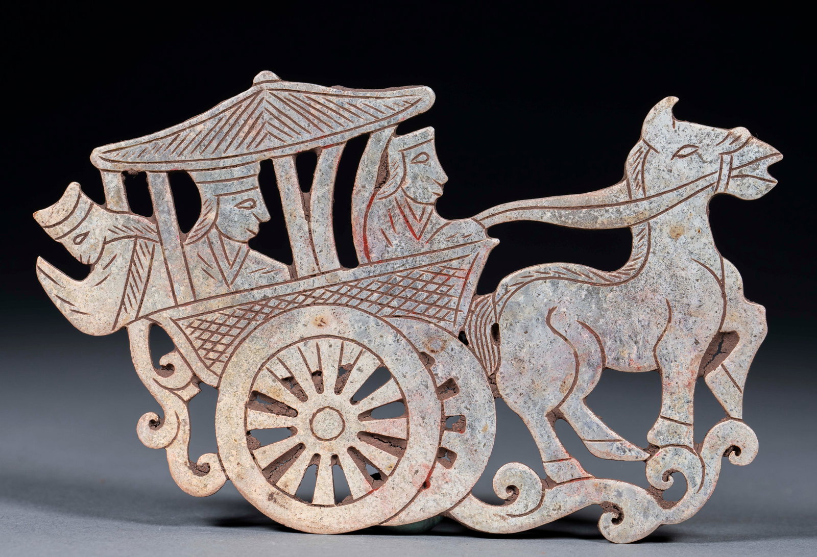Openwork Chariot Pattern Jade Bi Disc 3 - 13