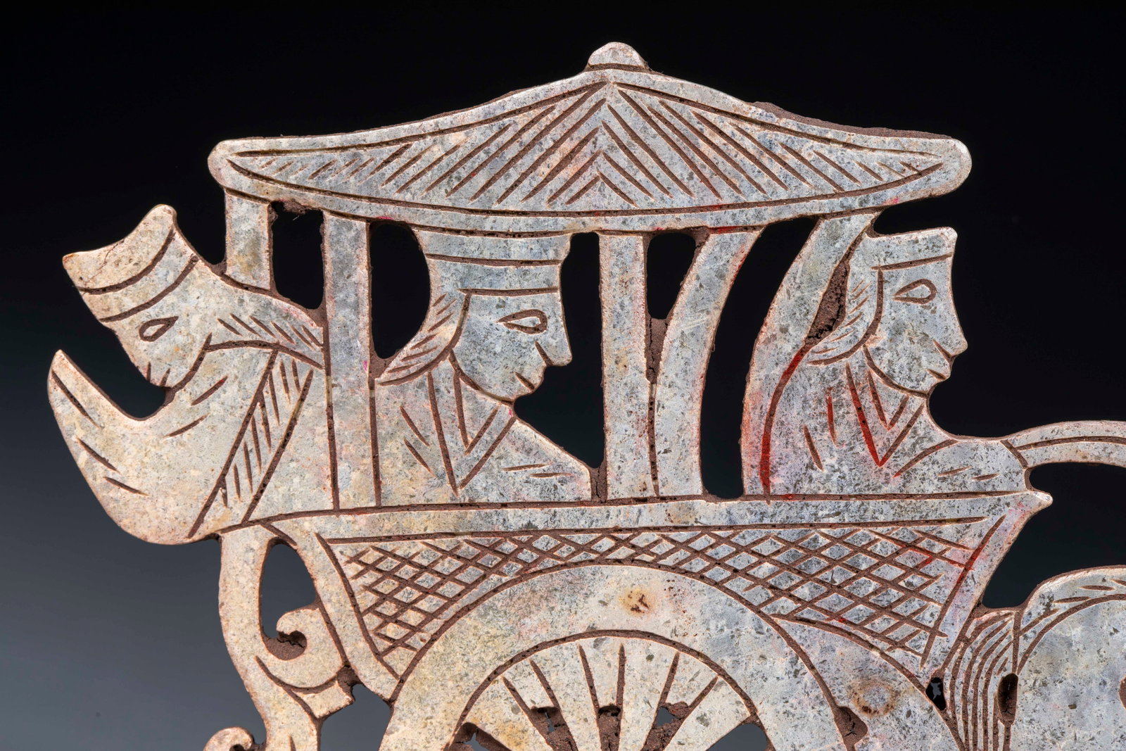 Openwork Chariot Pattern Jade Bi Disc 3 - 2