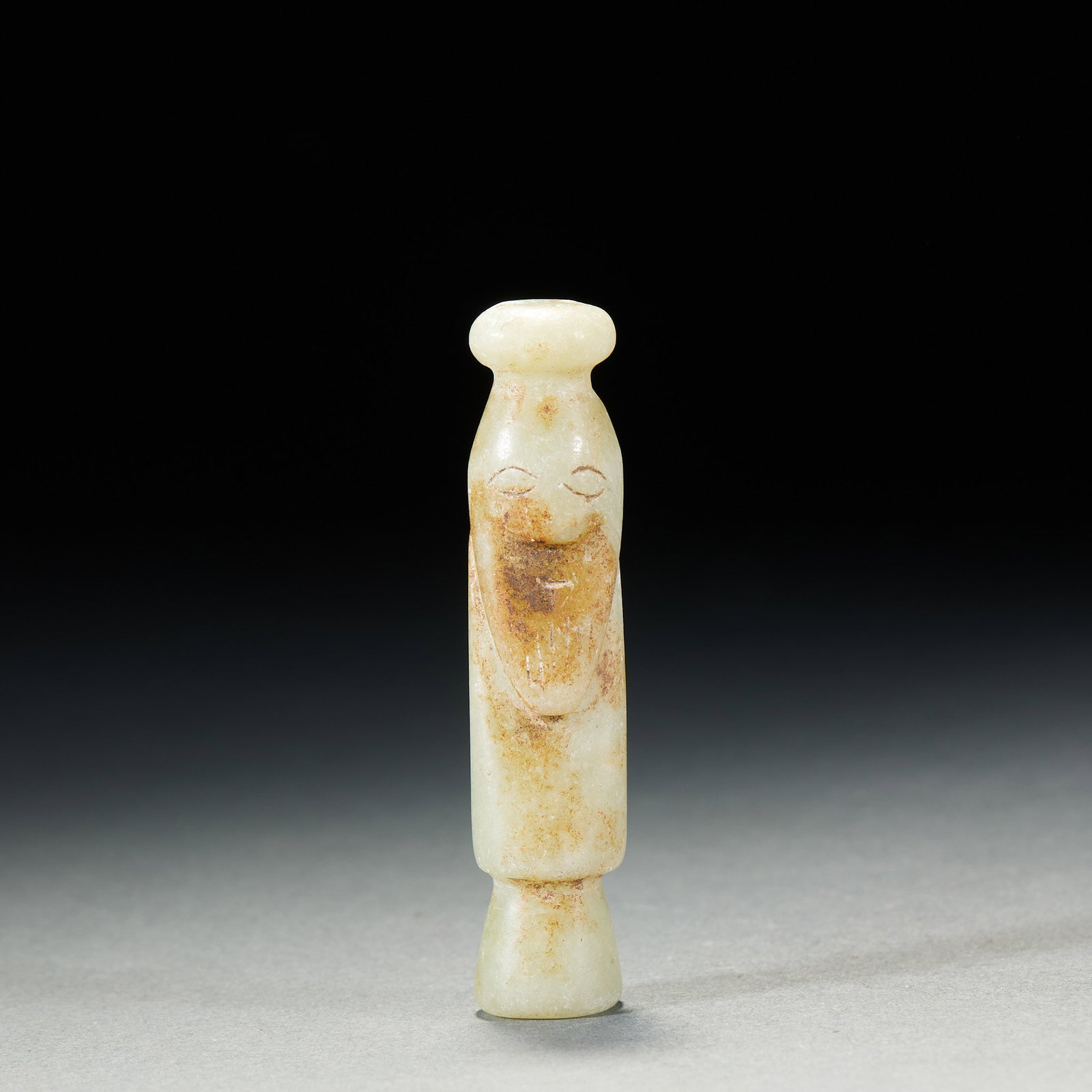 Jade Human-Shaped Pendant: Jade Human-Shaped Pendant, Height 7.6cm, Length 1.6cm, Width 1.6cm, Weight 28g