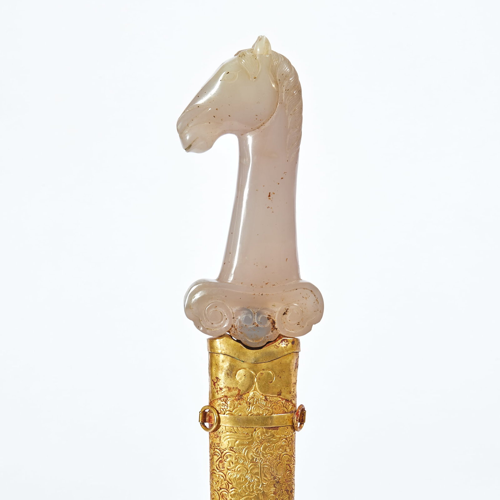 Gilt Bronze Agate Horse-head Dagger - 2
