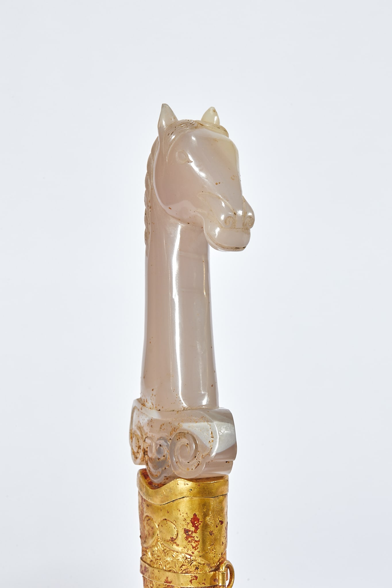 Gilt Bronze Agate Horse-head Dagger - 4