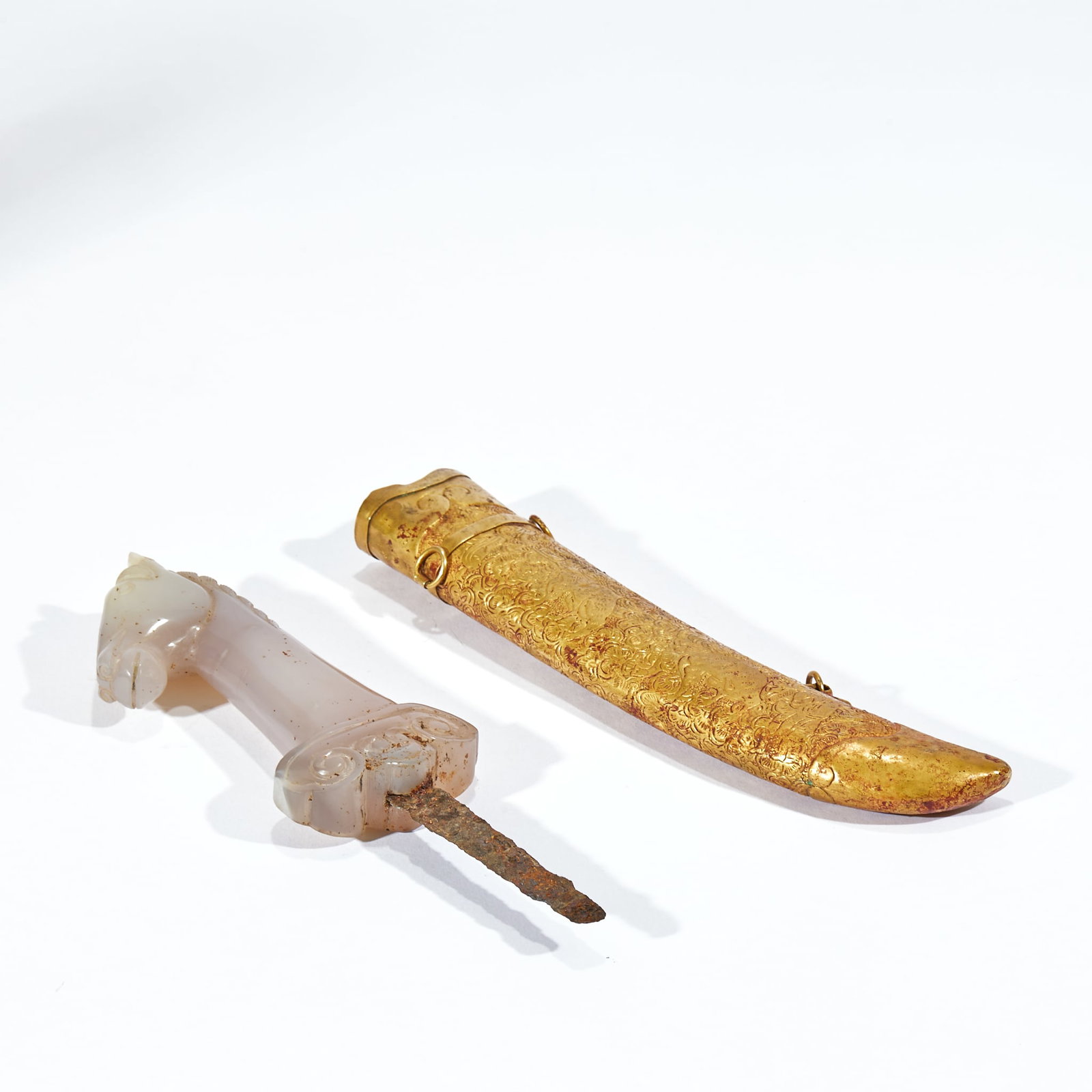 Gilt Bronze Agate Horse-head Dagger - 7