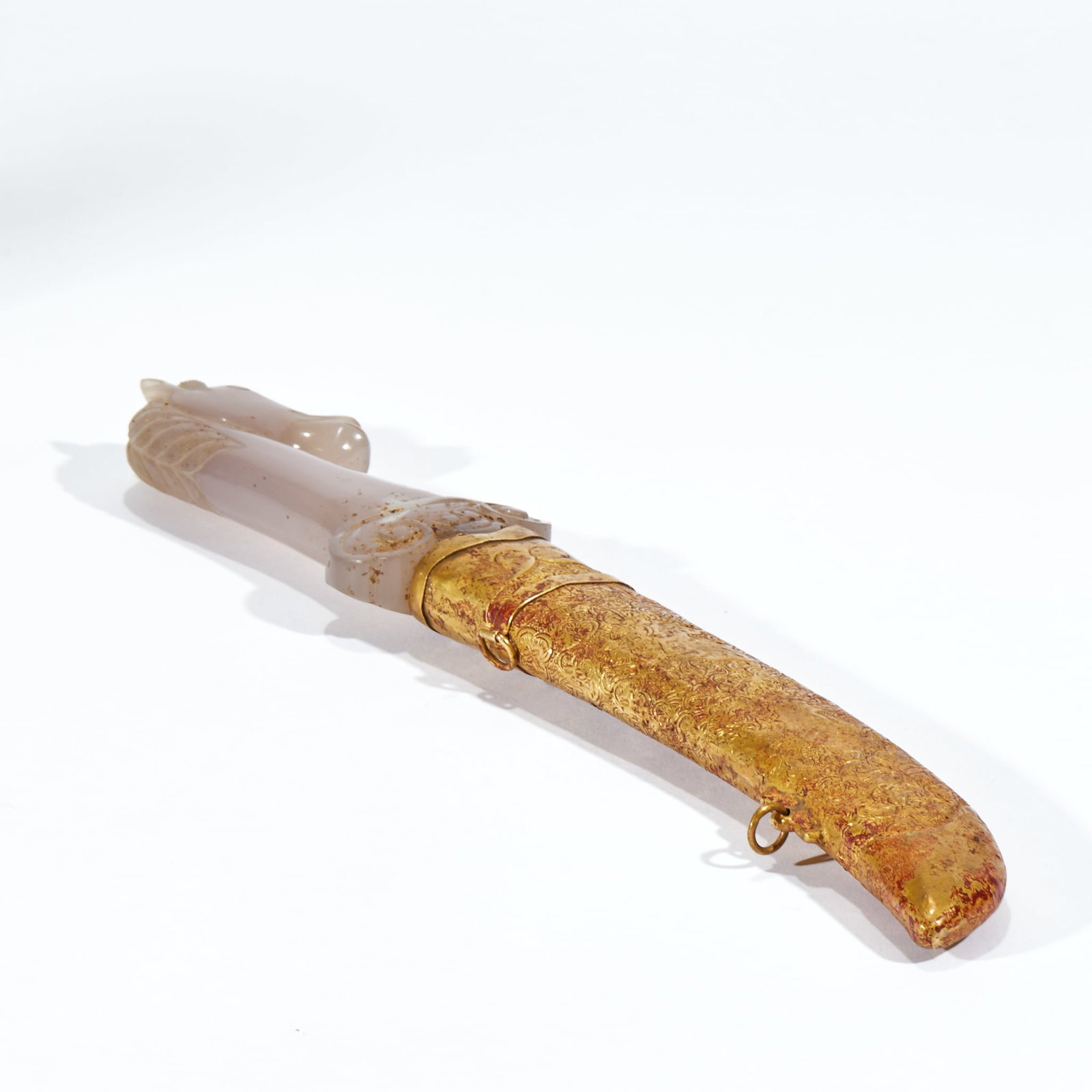 Gilt Bronze Agate Horse-head Dagger - 9