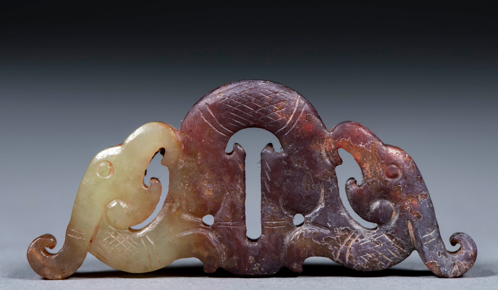 Openwork Phoenix Jade Pendant: Openwork Phoenix Jade Pendant, H0.6cm L5.3cm W2.4cm, Weight 12g