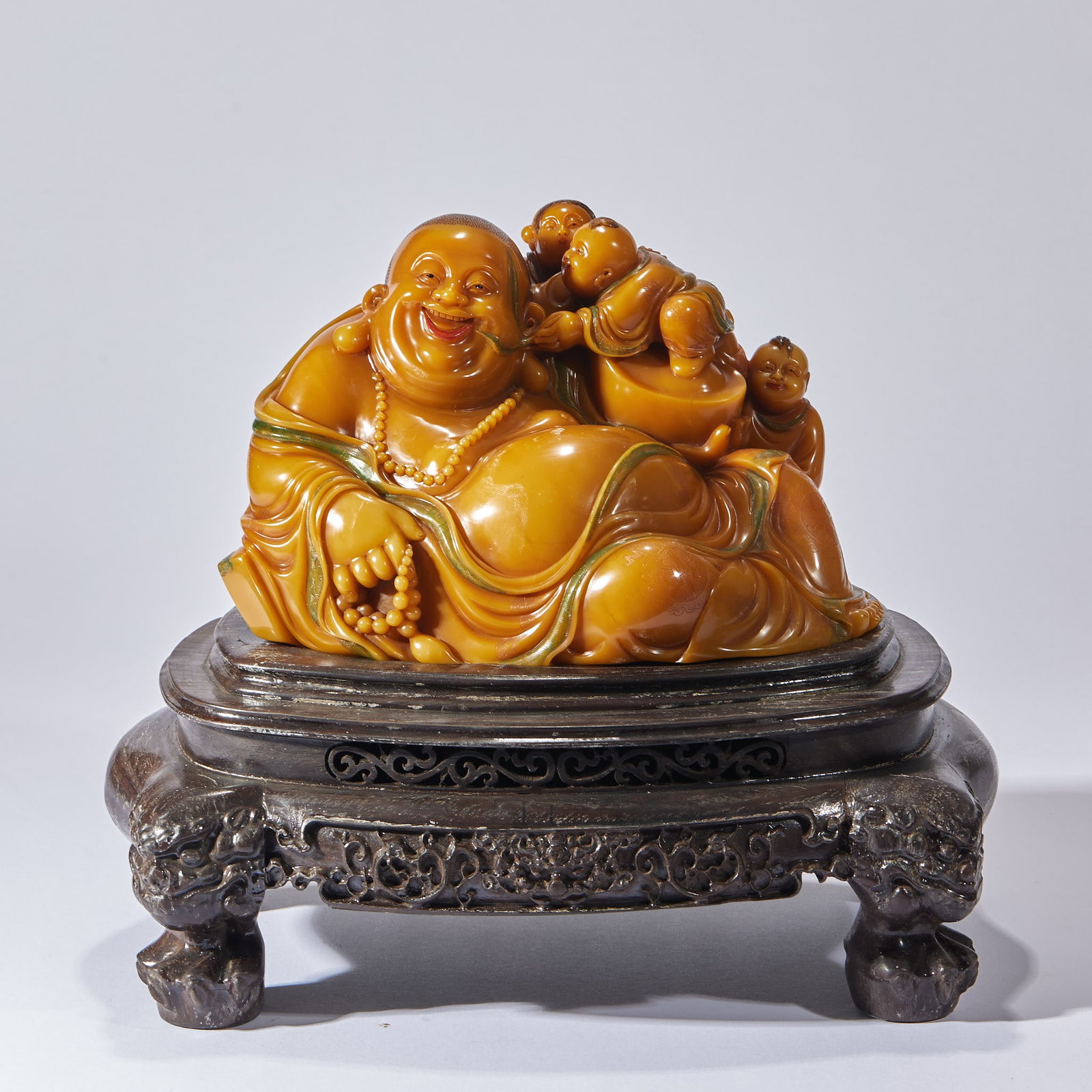 Tianhuang Stone Maitreya Buddha Statue: Tianhuang Stone Maitreya Buddha, H12.5cm L20.5cm W14.5cm, Weight 3259g