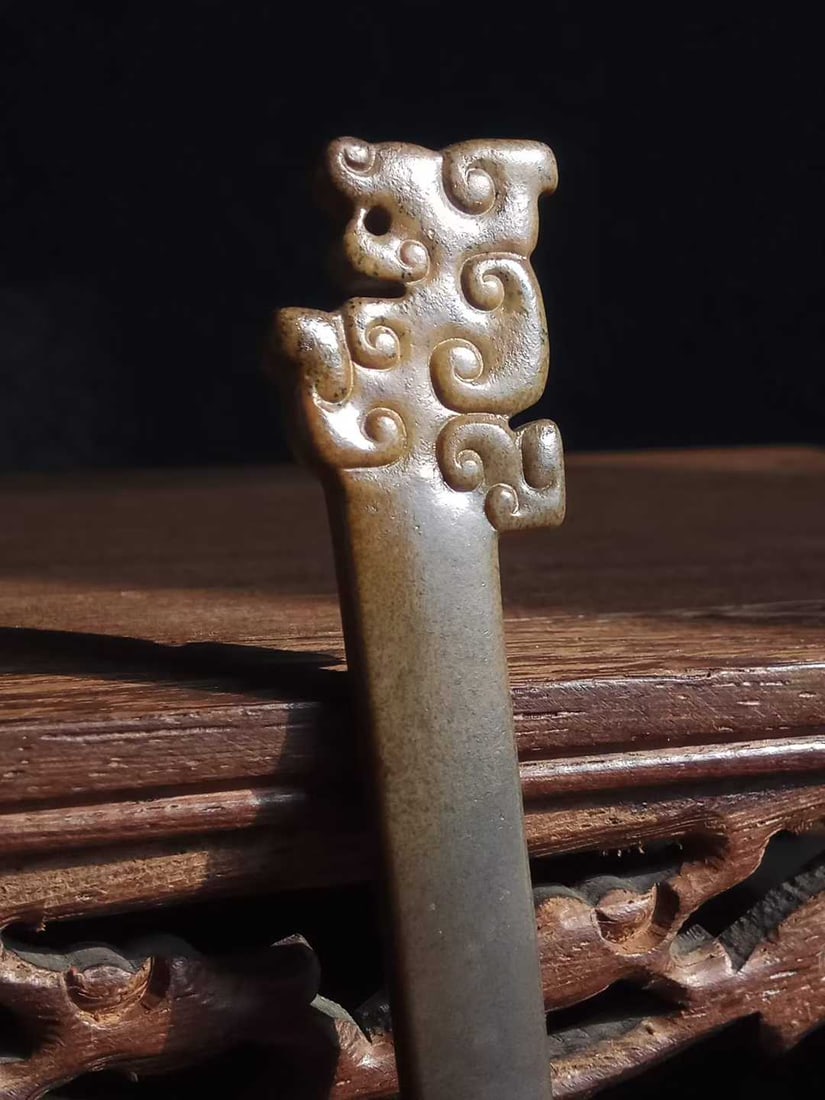 Hetian Jade Dragon Pattern Hairpin - 3