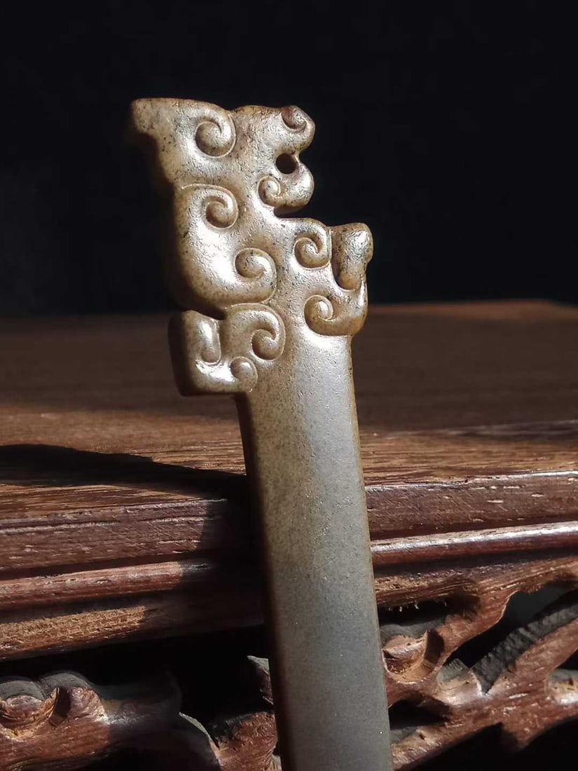 Hetian Jade Dragon Pattern Hairpin - 4