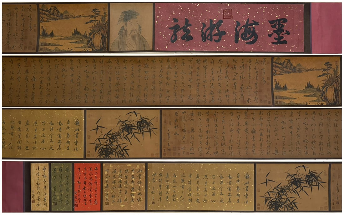 Wang Xizhi Silk Calligraphy: Preface to Lanting: Wang Xizhi Preface to Lanting Silk Calligraphy, L765cm W41cm