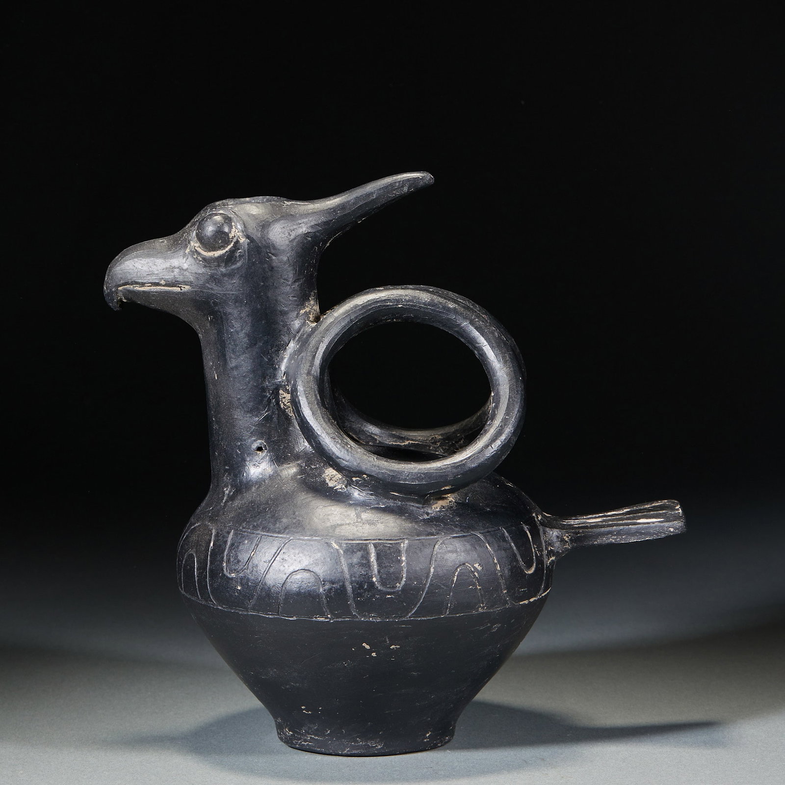 Black Pottery Phoenix-head Pot (1 of 11)