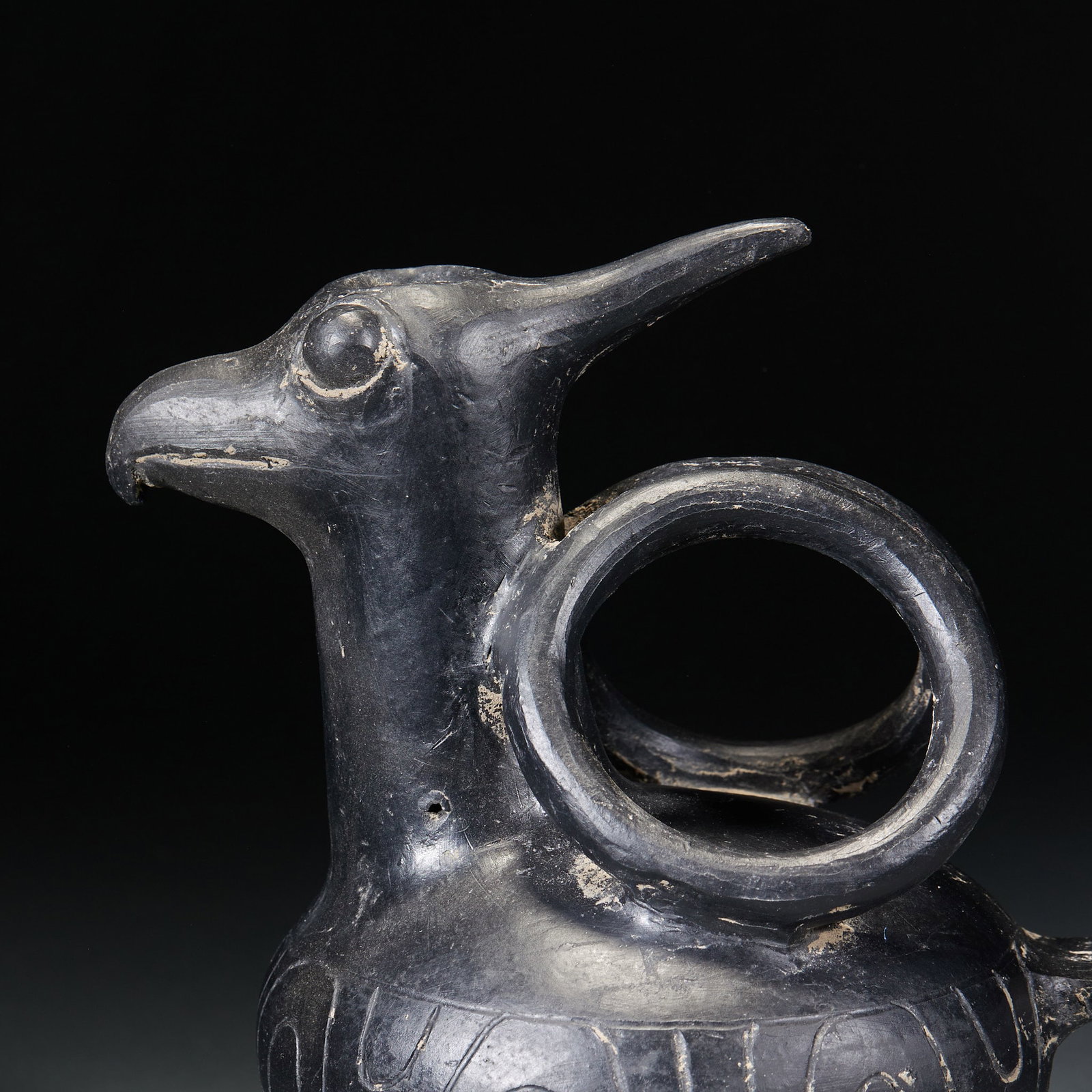 Black Pottery Phoenix-head Pot - 2
