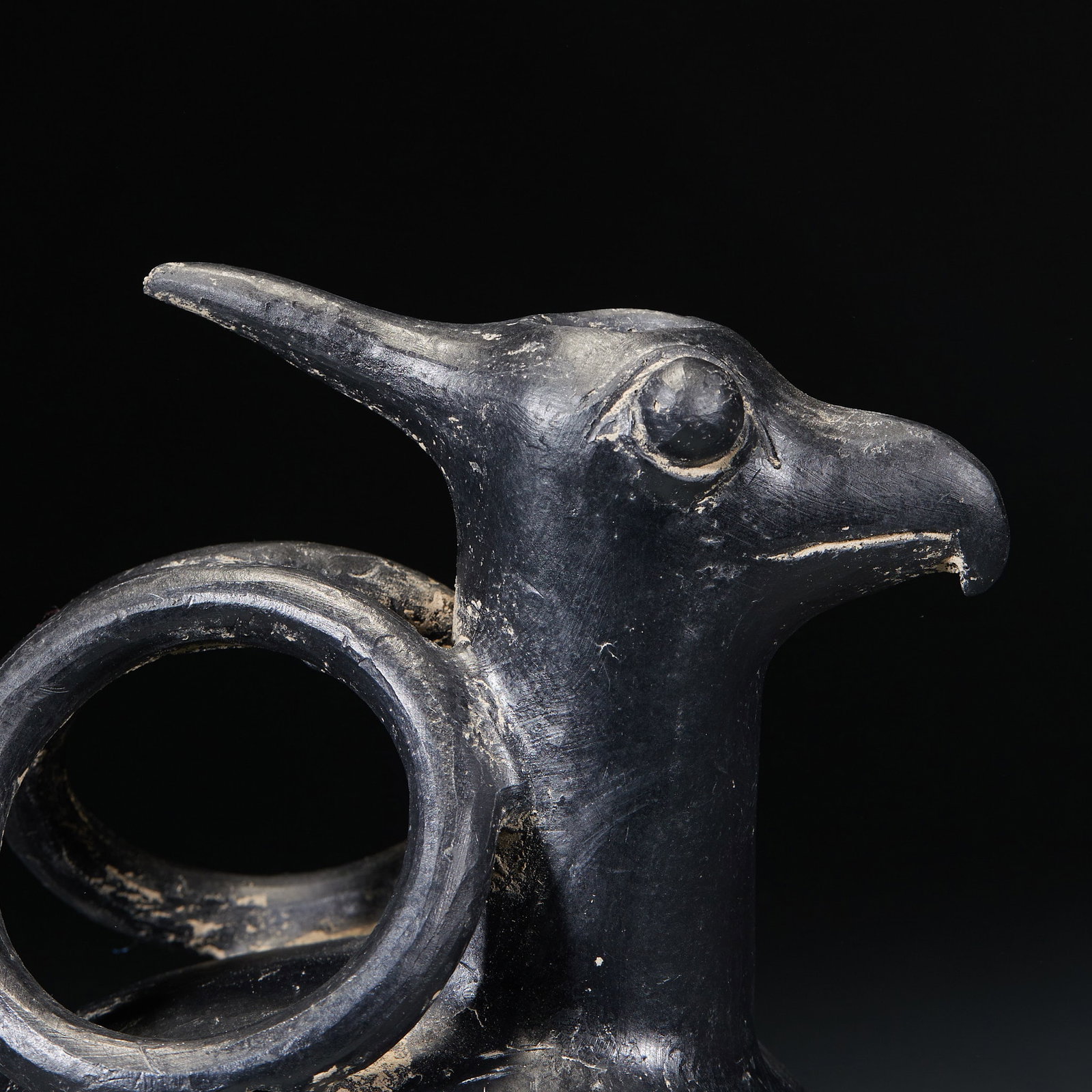 Black Pottery Phoenix-head Pot - 7