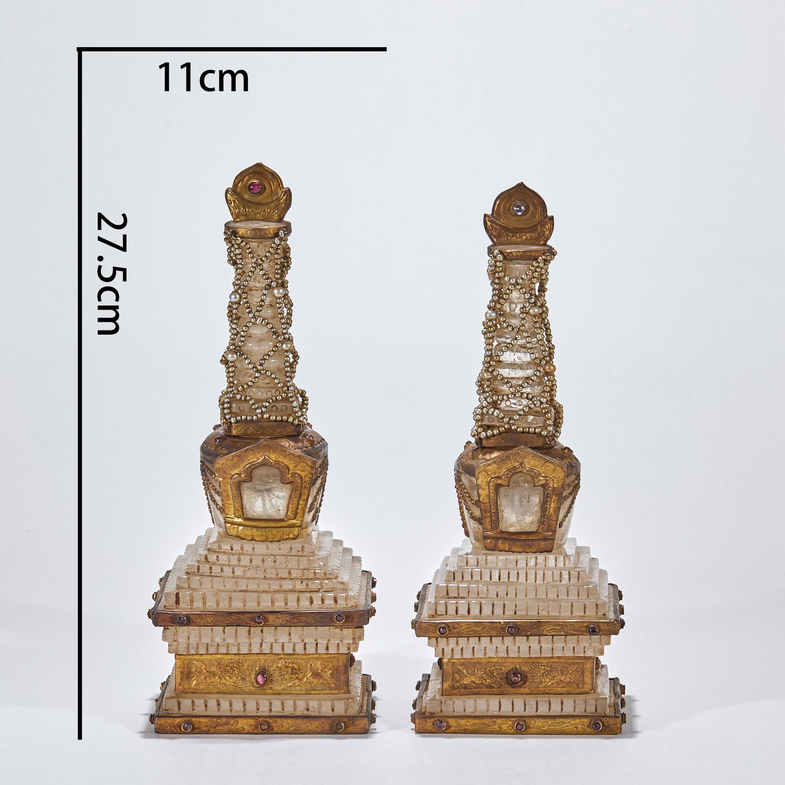 Pair of Liao Dynasty Crystal Inlaid Buddha Pagodas (1 of 12)