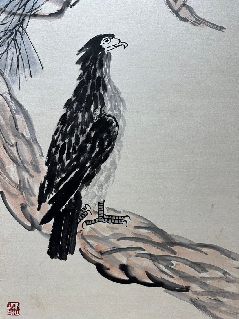 Qi Baishi Six-panel Pine & Eagle Screen - 13