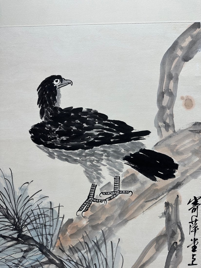 Qi Baishi Six-panel Pine & Eagle Screen - 14