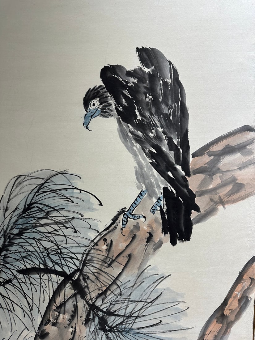 Qi Baishi Six-panel Pine & Eagle Screen - 16