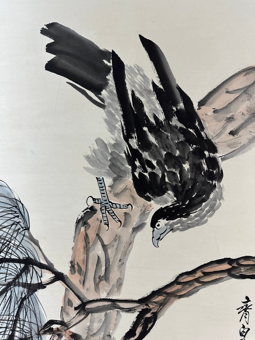 Qi Baishi Six-panel Pine & Eagle Screen - 4