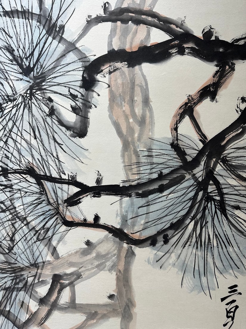 Qi Baishi Six-panel Pine & Eagle Screen - 6