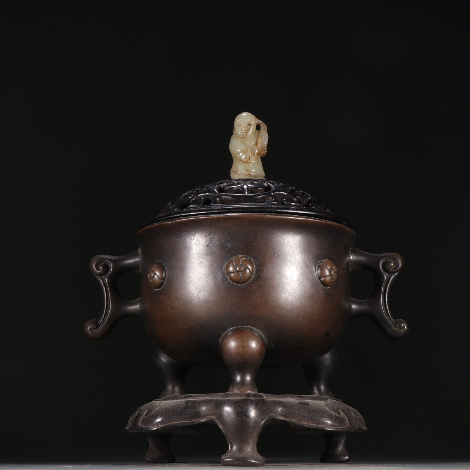 Songyuelv Mark Bronze Three-foot Incense Burner: Songyuelv Mark Bronze Three-foot Censer, H23cm W19.8cm, Weight 1980g