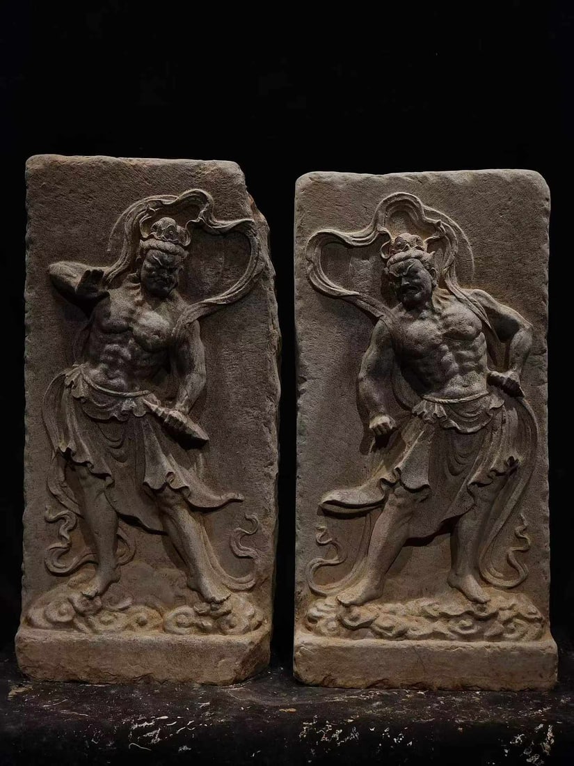 Tang Dynasty Warrior Slab: Tang Dynasty Warrior Stone Slab, H82cm L42cm W18cm