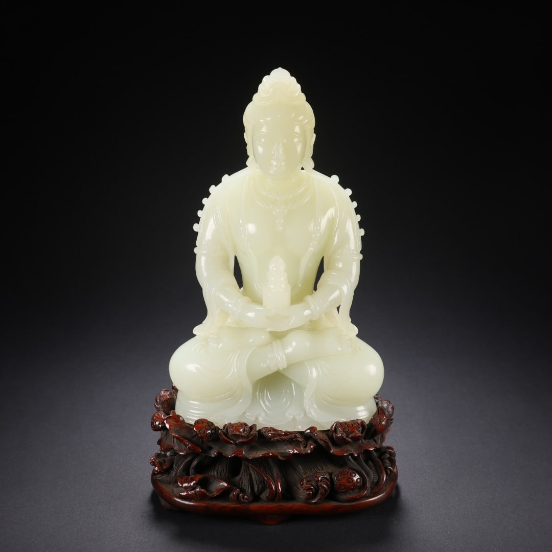 Hetian Jade Buddha: Hetian Jade Buddha Statue, H15cm L8.9cm W5.1cm, Weight 657g