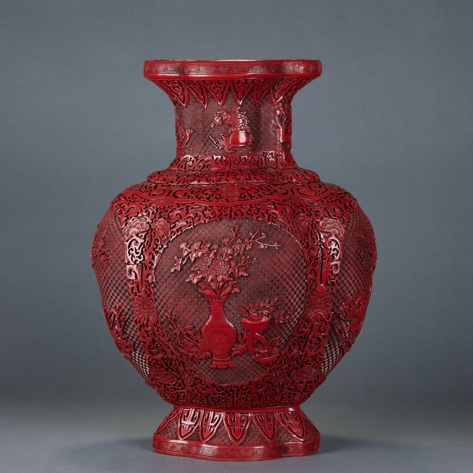 Qianlong Mark Relief Lacquer Vase - 2