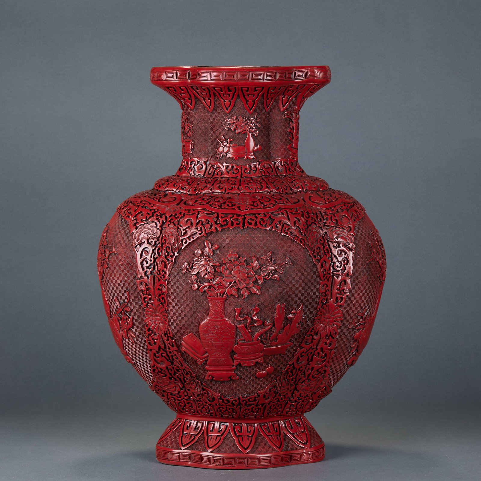 Qianlong Mark Relief Lacquer Vase - 6