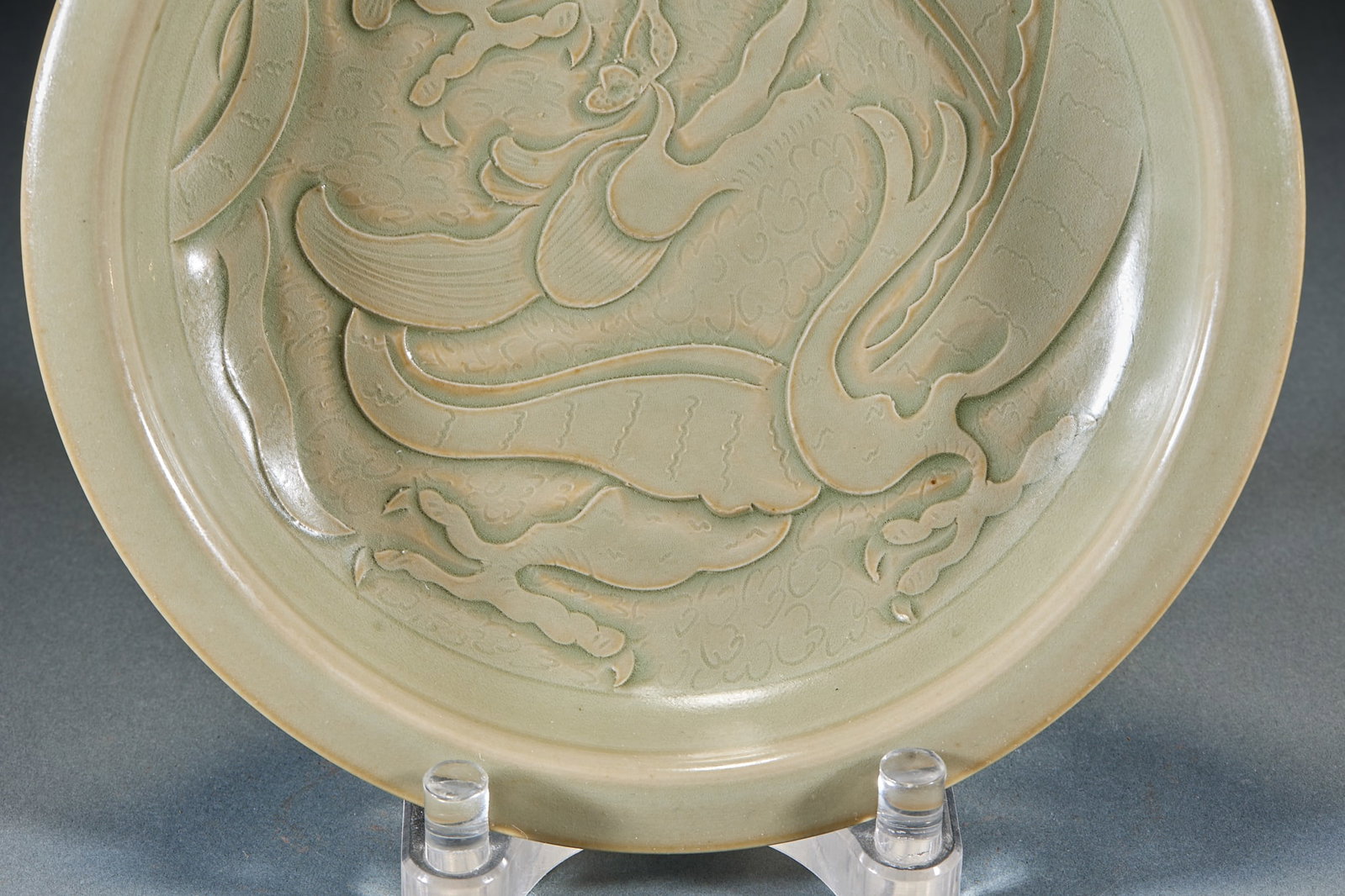 Yue Ware Dragon Pattern Plate with Folded Rim - 2