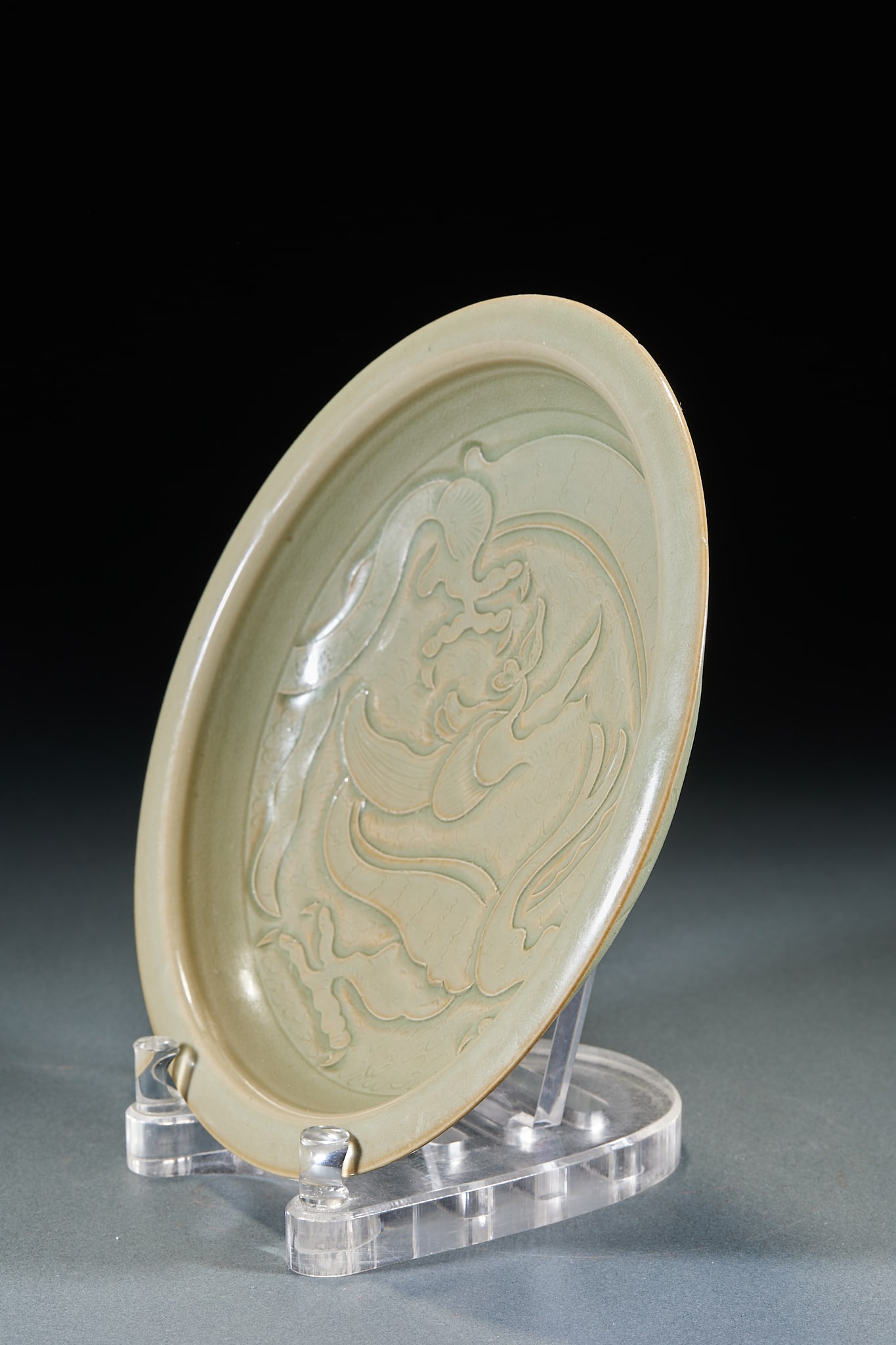 Yue Ware Dragon Pattern Plate with Folded Rim - 6