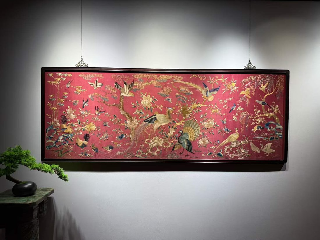 Mid-Qing Fine Cantonese Embroidery Five Ethical Relations: Mid-Qing Fine Cantonese Five Relationships Embroidery, L187cm W72cm