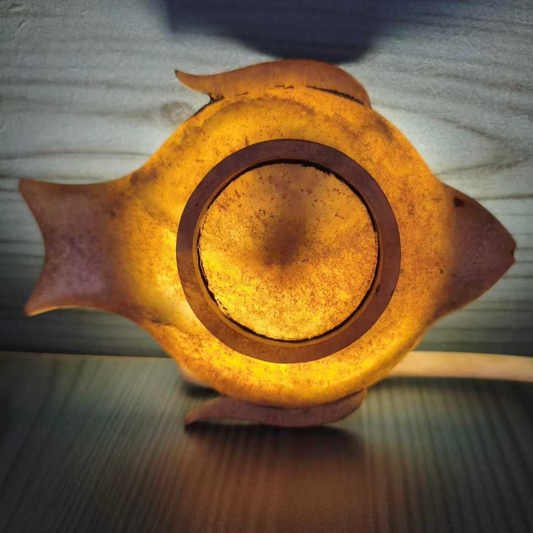 Hetian Jade Fish-shaped Lamp Stand - 9