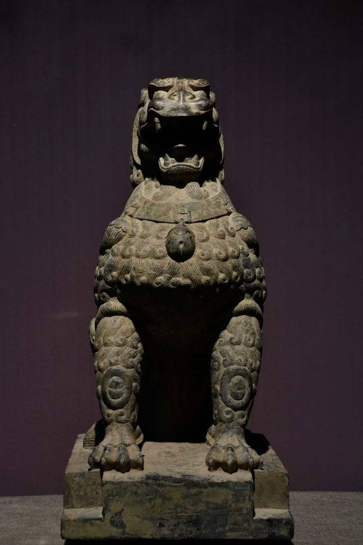 Tang Bluestone Guardian Lion: Tang Bluestone Guardian Lion, H61cm L39cm W29cm