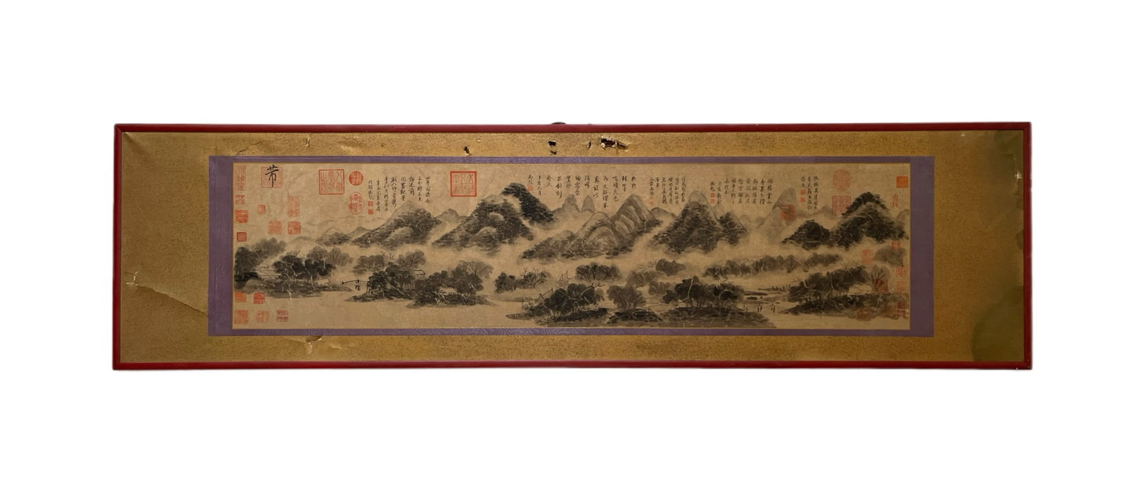 Mi Fu's Cloud Mountain Misty Trees: Mi Fu Misty Cloud Mountain Painting, L175cm W47cm