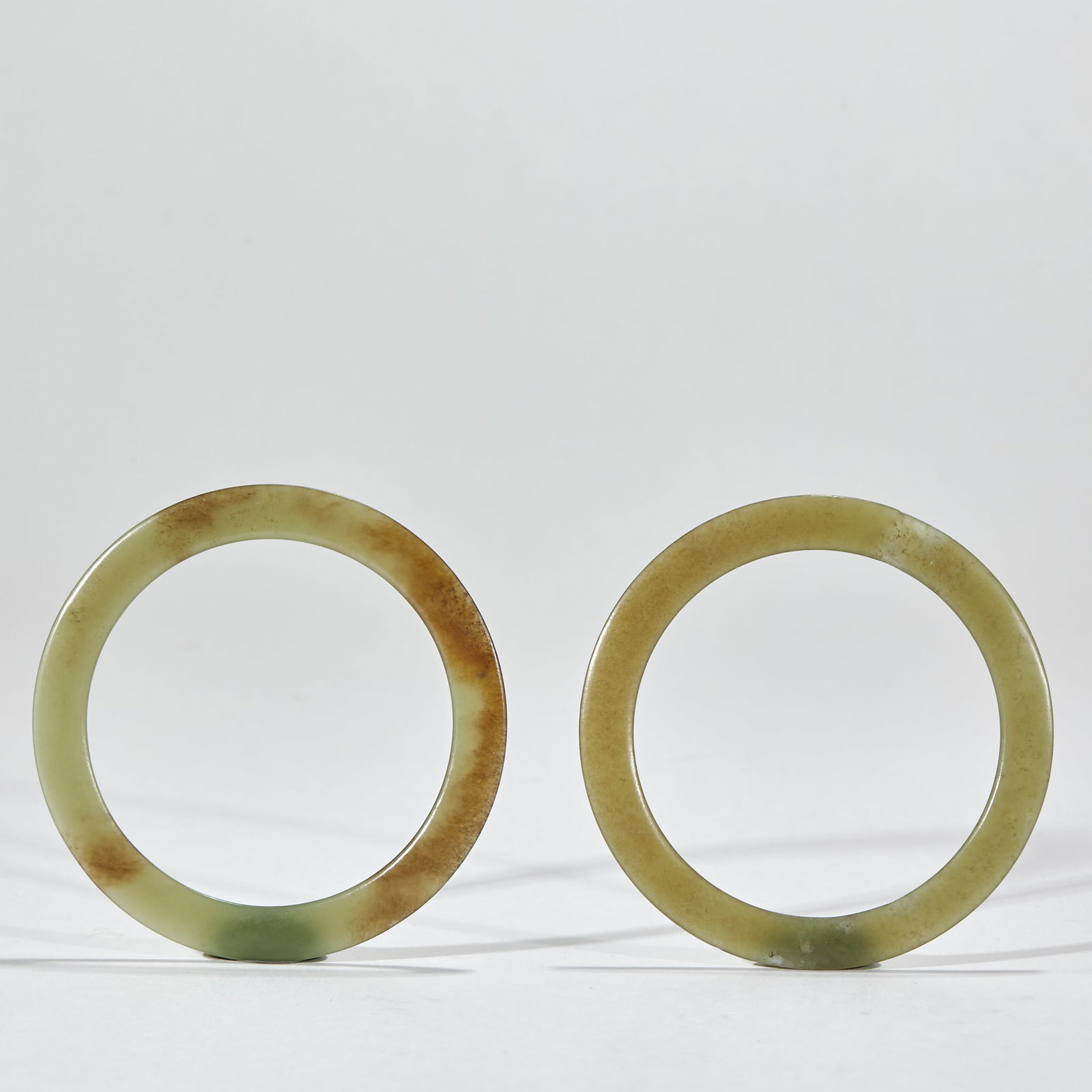 Pair of Hongshan Culture Jade Rings: Pair Hongshan Culture Jade Rings, D7.8cm, Weight 26g
