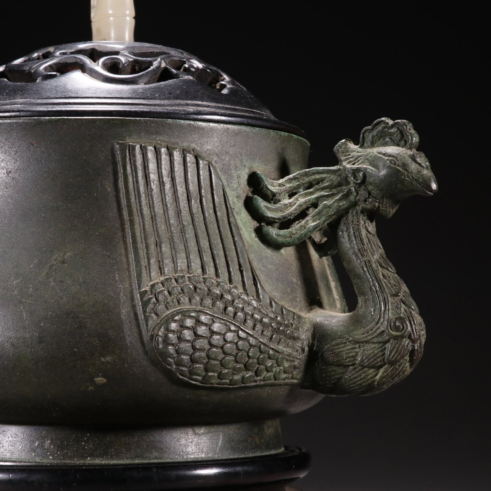 Bronze Double-phoenix Ear Censer - 2