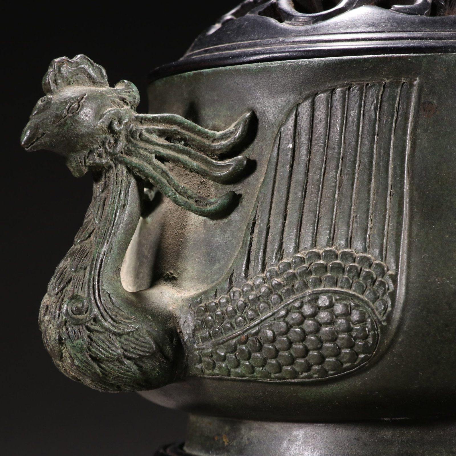 Bronze Double-phoenix Ear Censer - 7