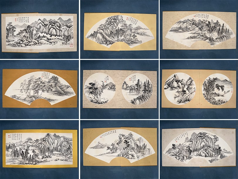 Nine-page Landscape Album by Wu Hufan: Wu Hufan Landscape Album, 9 Leaves, Cover 33×33cm