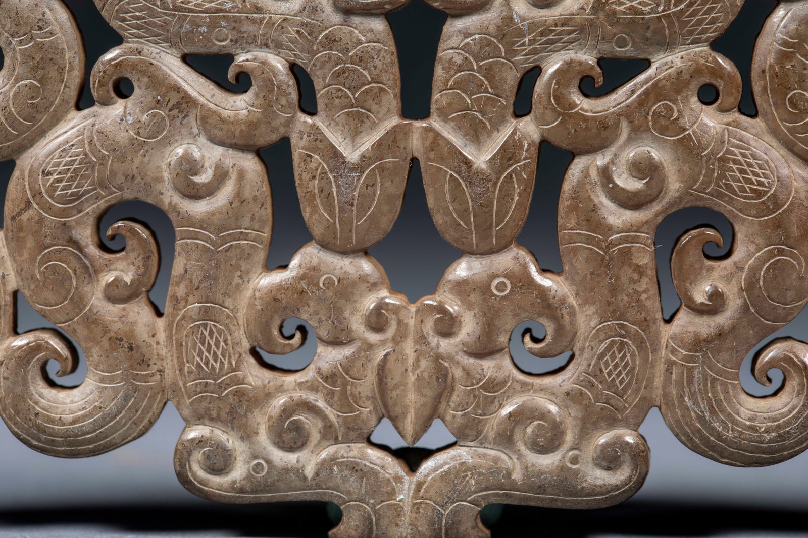 Openwork Double Phoenix Four Dragon Jade Bi Disc - 2