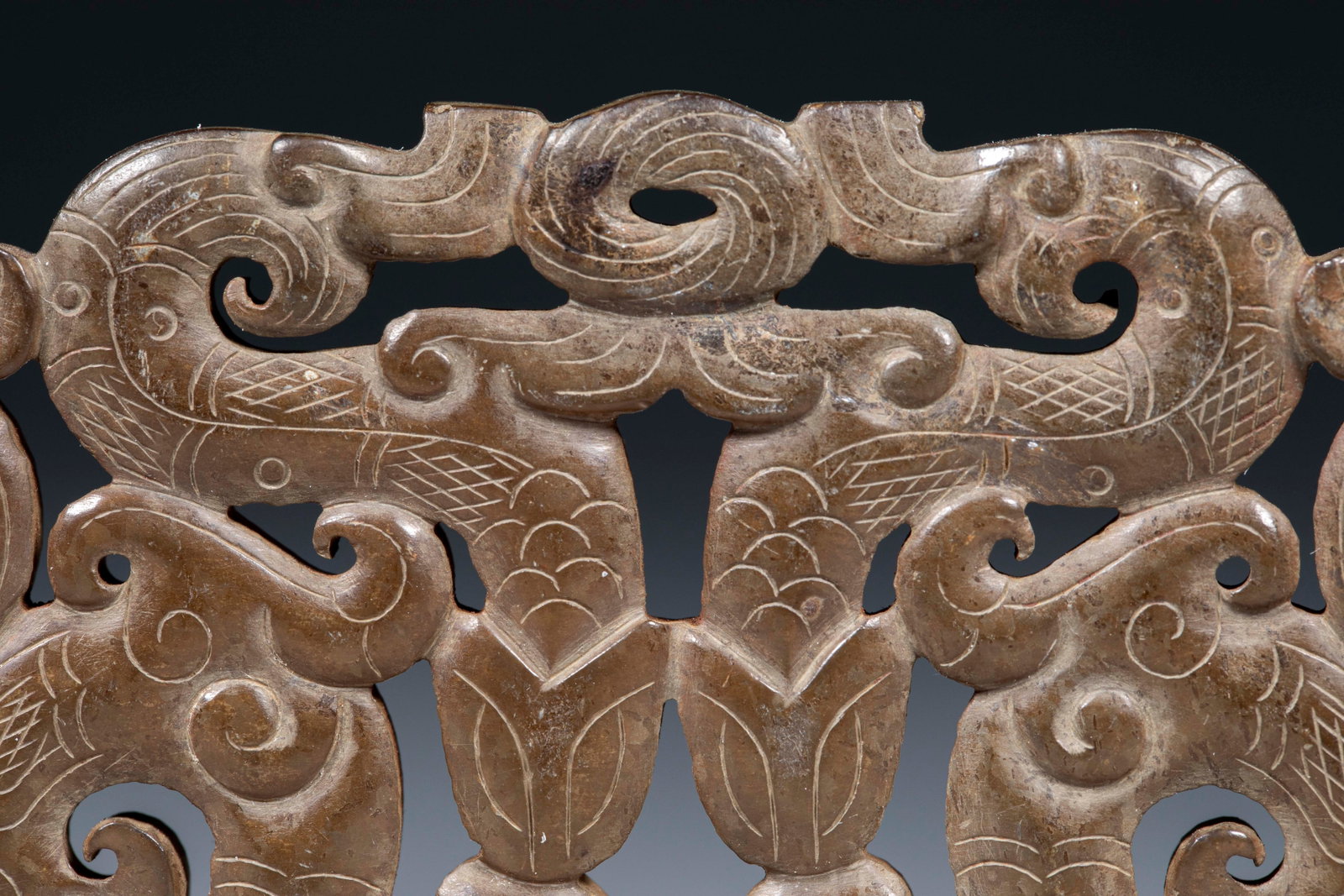 Openwork Double Phoenix Four Dragon Jade Bi Disc - 5