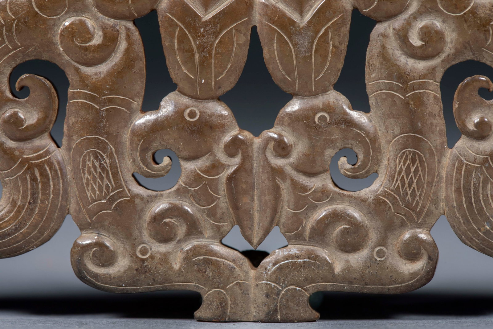 Openwork Double Phoenix Four Dragon Jade Bi Disc - 8