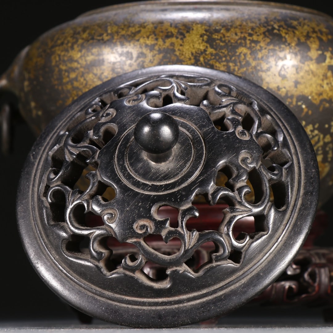 Double-ring-handle Bronze Censer - 3