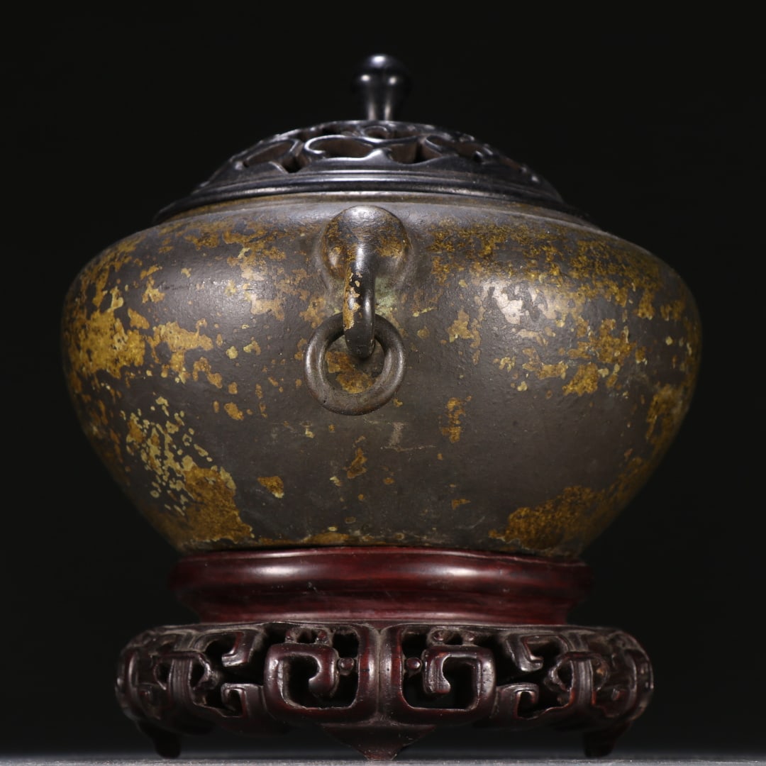 Double-ring-handle Bronze Censer - 4