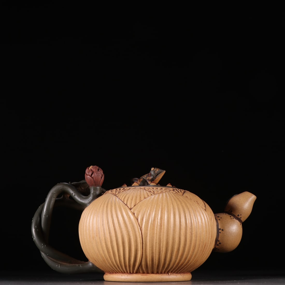 Zisha Frog and Lotus Seed Teapot by Jiang Rong (1 of 9)
