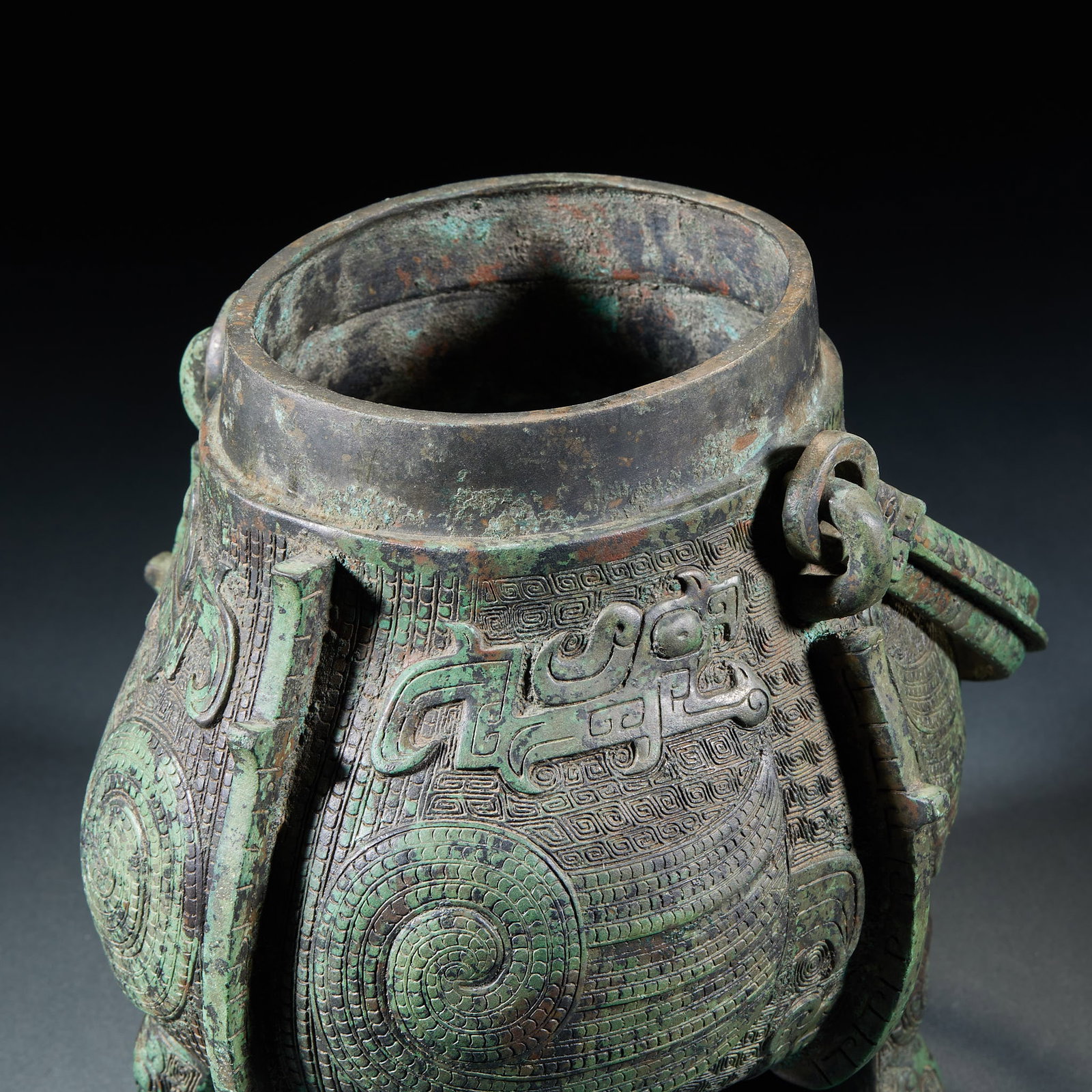 Pre-Ming Bronze Phoenix-handled Wine Vessel - 15