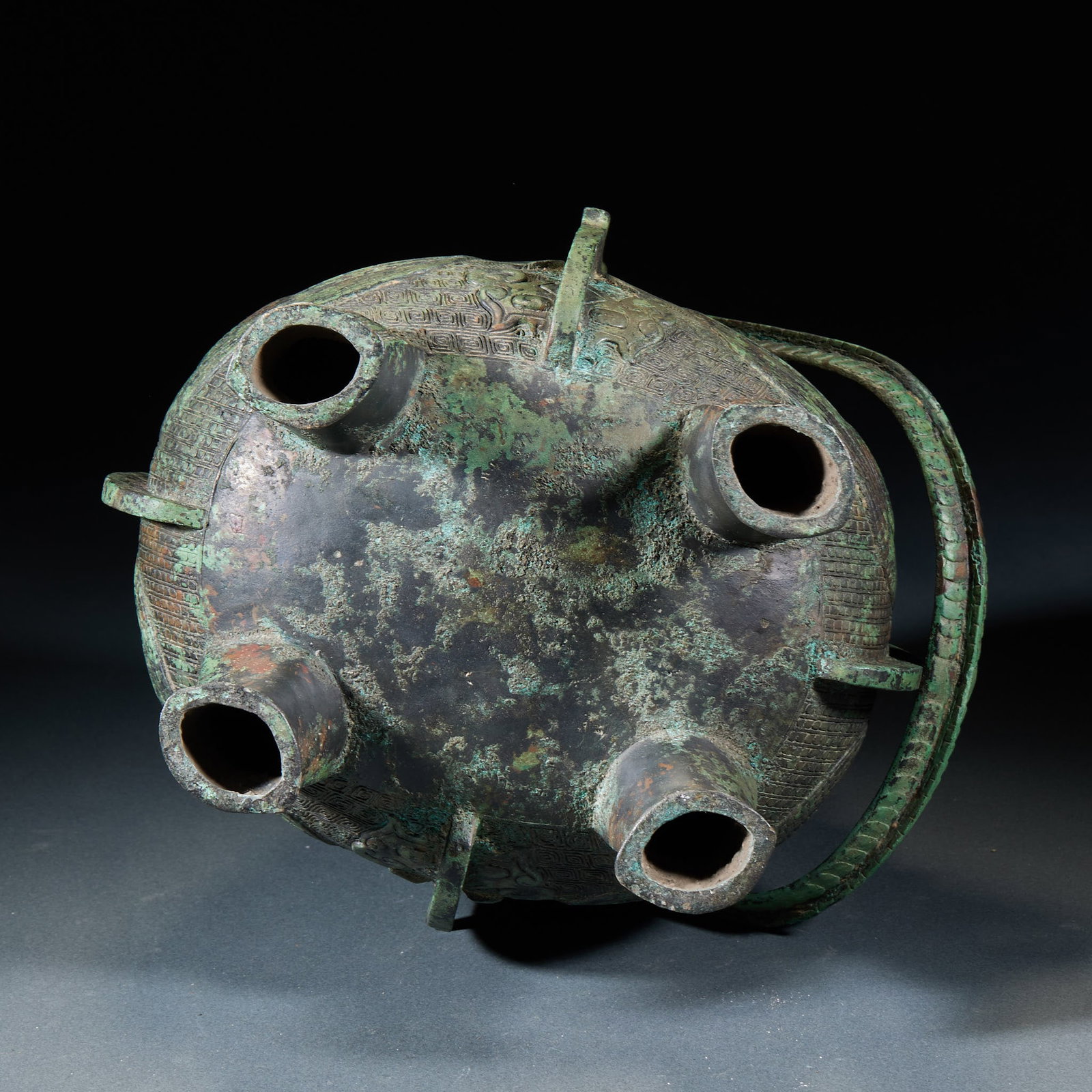 Pre-Ming Bronze Phoenix-handled Wine Vessel - 16