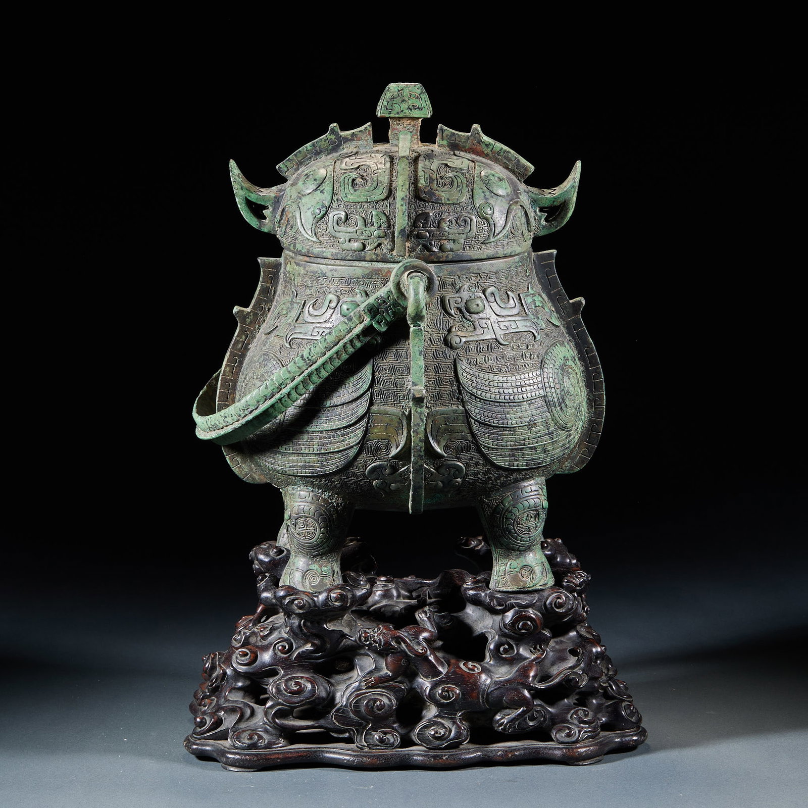 Pre-Ming Bronze Phoenix-handled Wine Vessel - 8